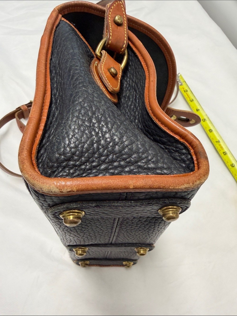 Dooney & Bourke Vintage Black Pebbled Leather Crossbody with Brown Trim - Picture 14 of 16